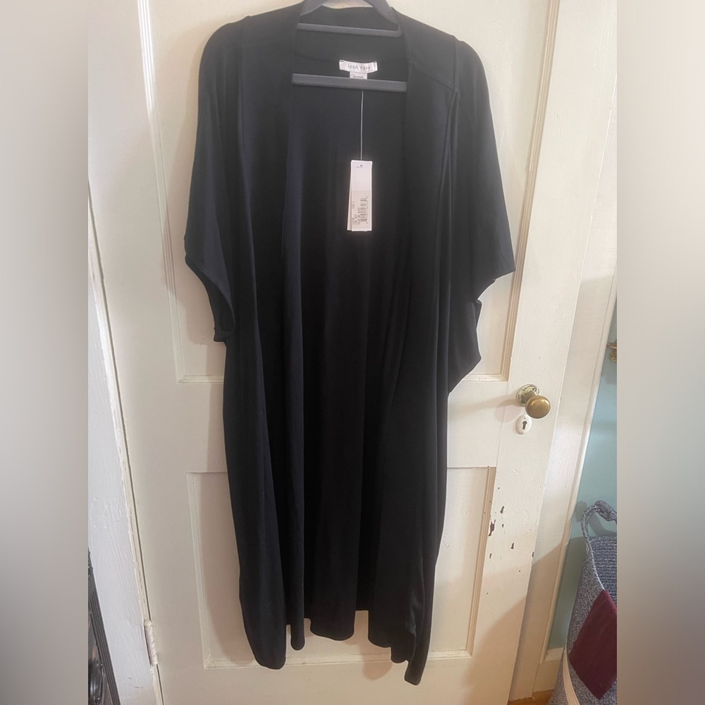 NWT Joan Vass Black Long Cardigan Duster size 3 / 16